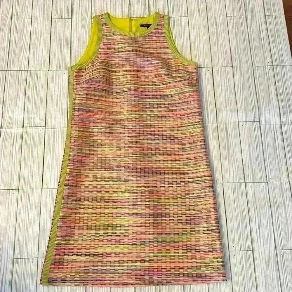 Alex Marie Multicolor Woven Shift Dress with Yellow Trim